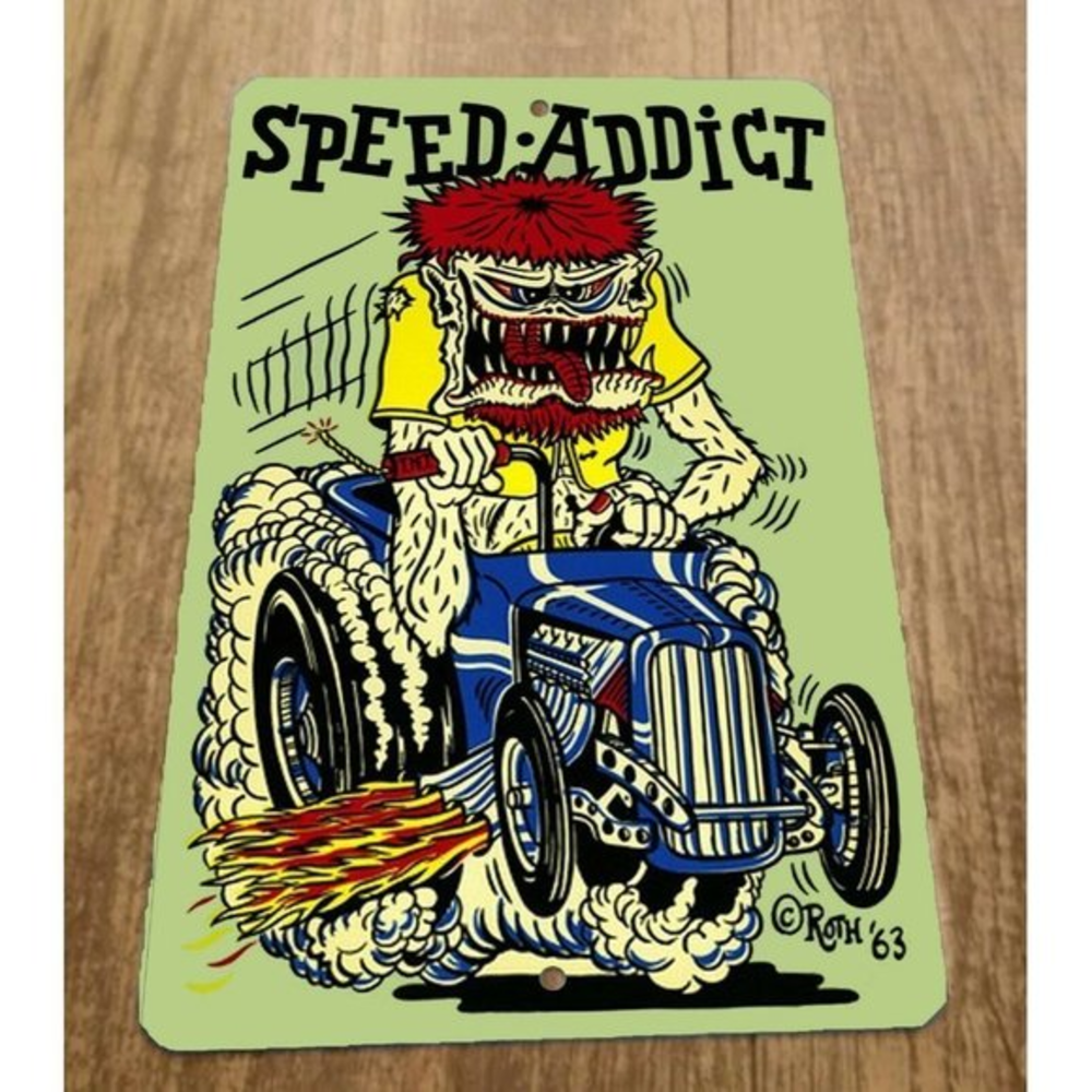 Speed Addict Hot Rod Gasser Art 8x12 Metal Wall Car Sign Garage Poster